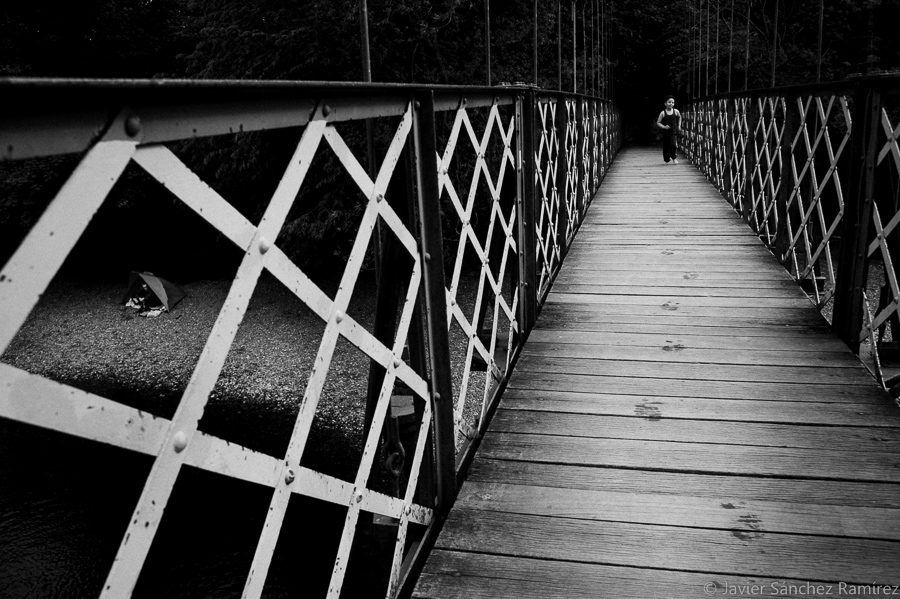 Ilkley photography. Old suspension brigde on the River Wharf